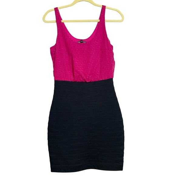 Express Bandage Party Cocktail Dress Fuchsia & Black Body Contouring Size XS - Picture 1 of 9